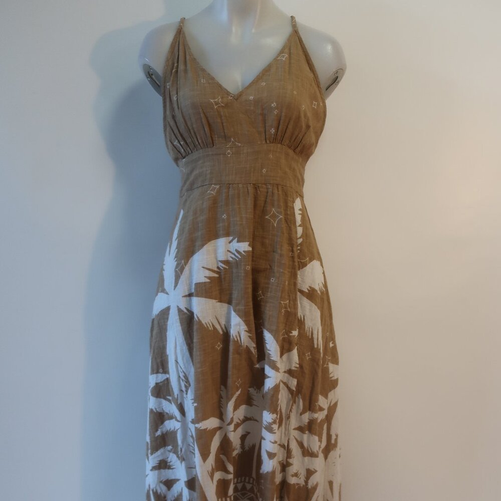 NWT Womens Tina Demel Jungle Tribe Brown, White Maxi Dress L